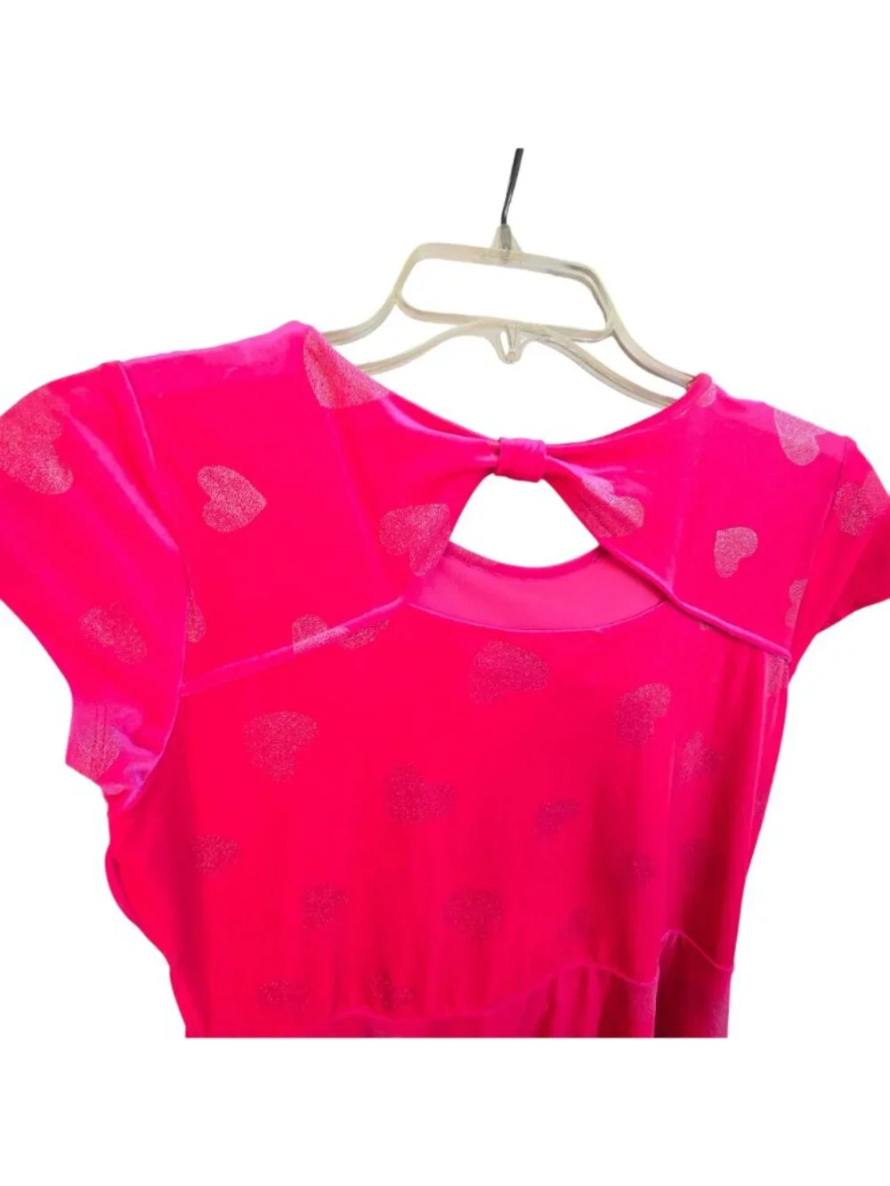 Girls Pink Heart Print Dress With Bow Detail Size 16 The Childrens Place JJ4358